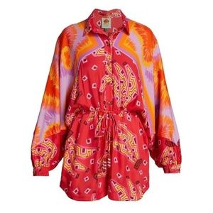 Farm Rio - Red Tiki Bananas Romper - Size: XL